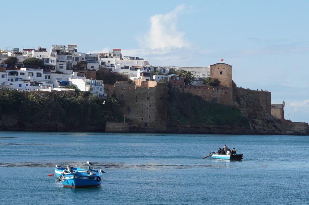 rabat, morocco, medina, africa, sea, nature, boat, seagulls, fortifications