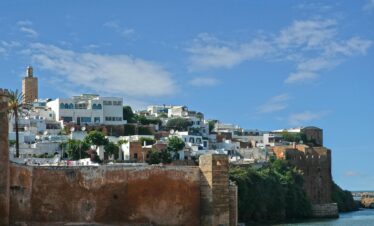 Beautiful panoramic view of Kasbah of the Udayas overlooking the Bou Regreg river in Rabat, Morocco.